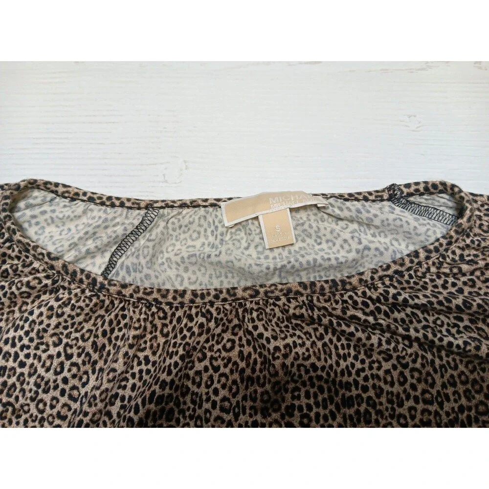 Michael Michael Kors Cheetah Animal Print Blouse Top 3/4 Sleeve Women's  Small